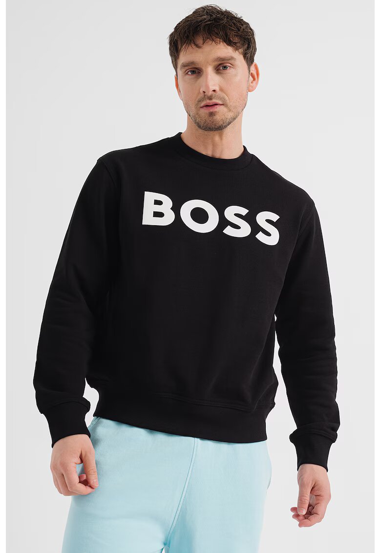 BOSS Bluza de trening relaxed-fit cu imprimeu logo cauciucat Basic - Negru
