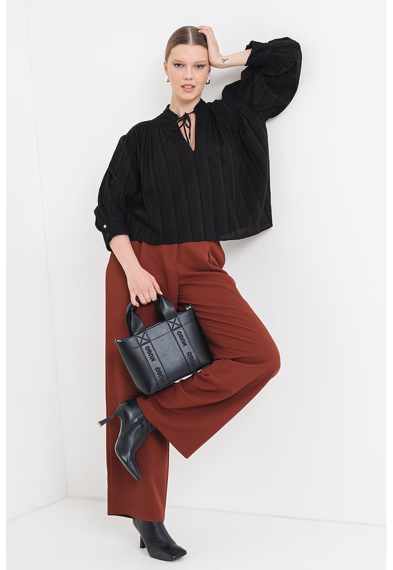BOSS Bluza lejera Brodes - Negru