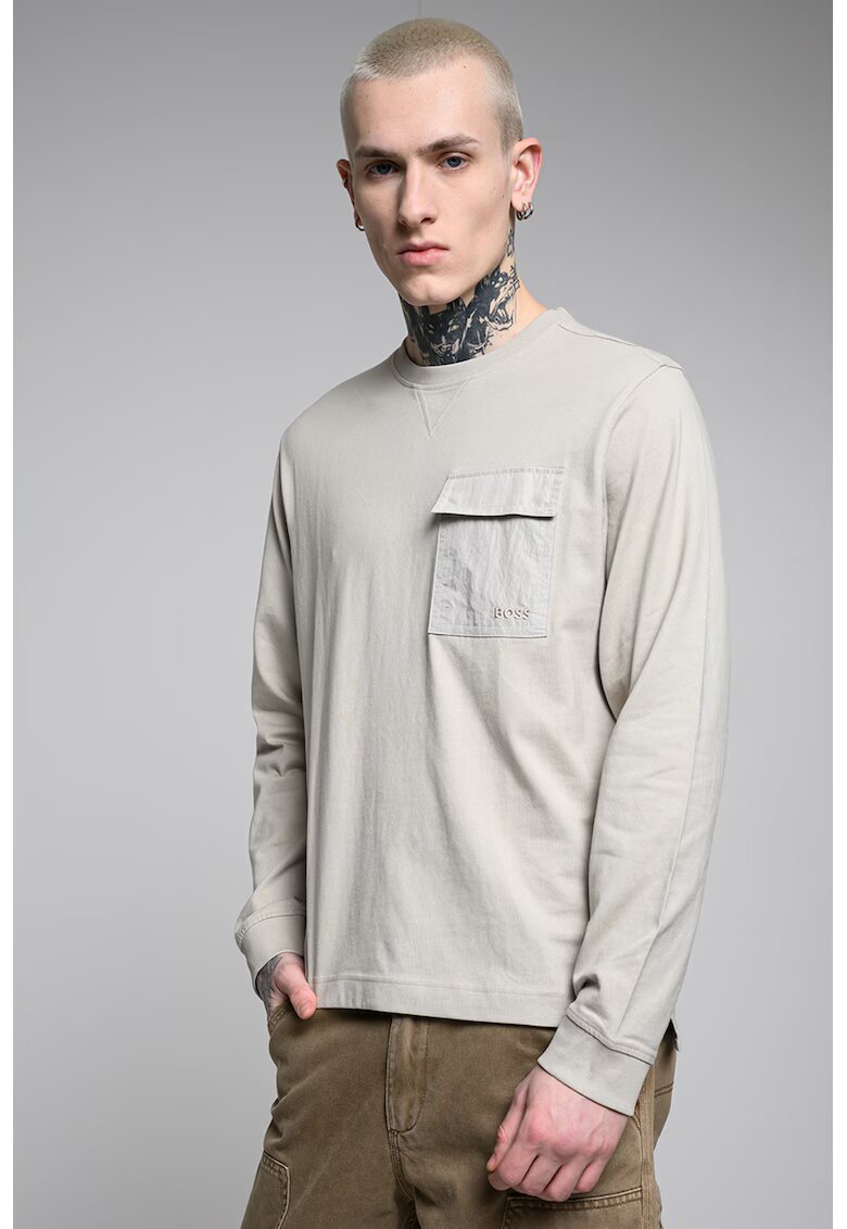 BOSS Bluza regular fit cu decolteu la baza gatului - Bej