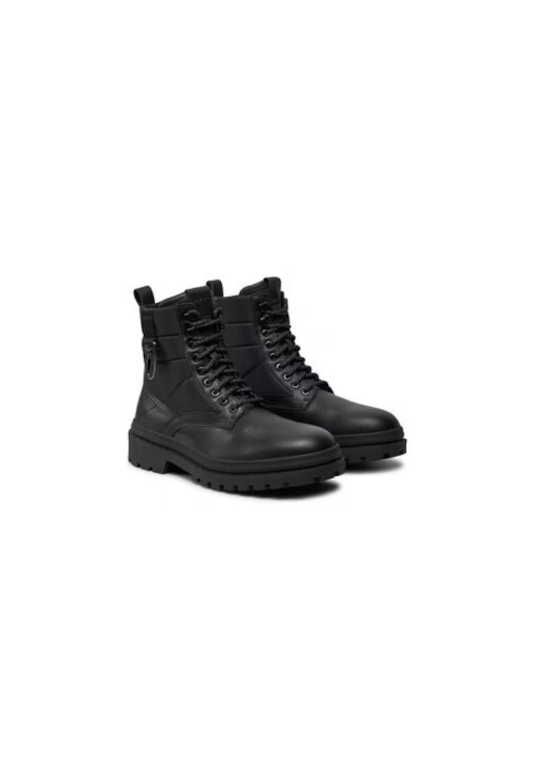 BOSS Bocanci de drumetie barbati 50529188 - Piele naturala - Negru - Negru
