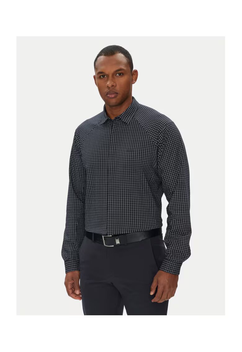 BOSS Camasa barbati culoare bleumarin - bumbac