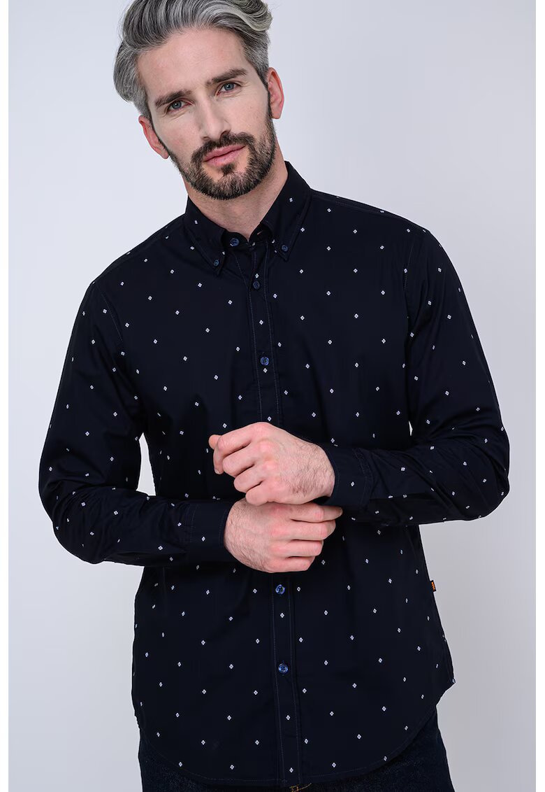 BOSS Camasa cu guler Oxford Rickert - Alb/Bleumarin