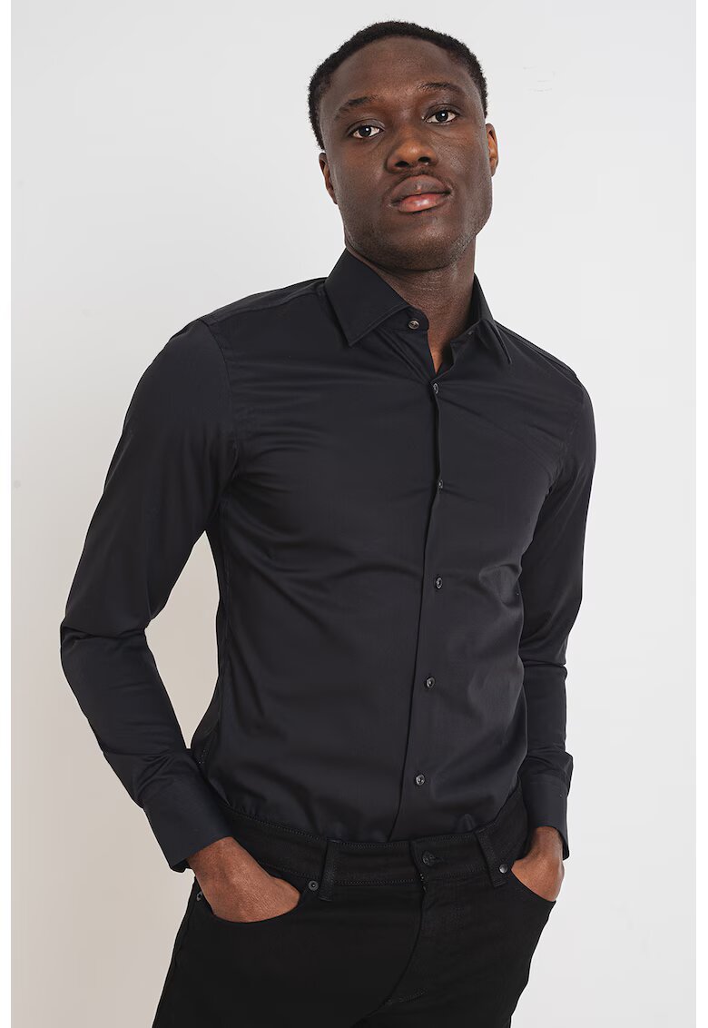 BOSS Camasa slim fit Hank Kent - Negru