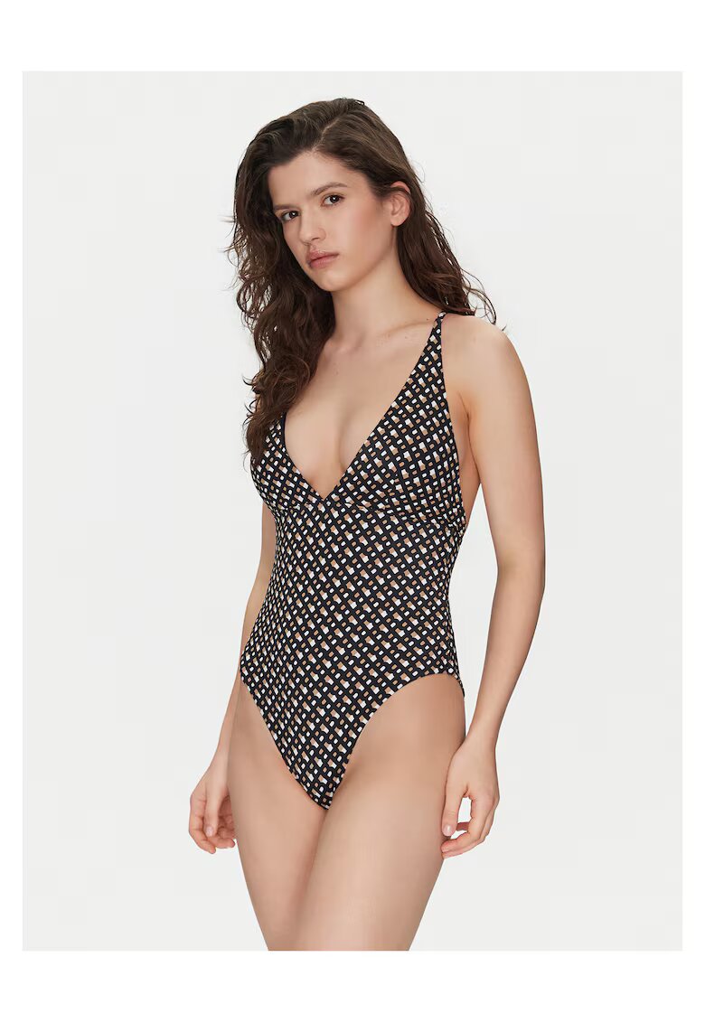 BOSS Costum de baie dama - Negru/Maro