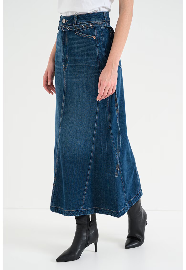 BOSS Fusta lunga de denim - Albastru melange