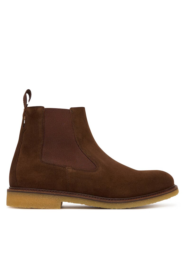BOSS Ghete barbati cizme scurte - piele naturala - maro inchis -