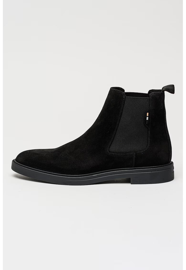 BOSS Ghete Chelsea de piele intoarsa cu segmente textile laterale Calev - Negru