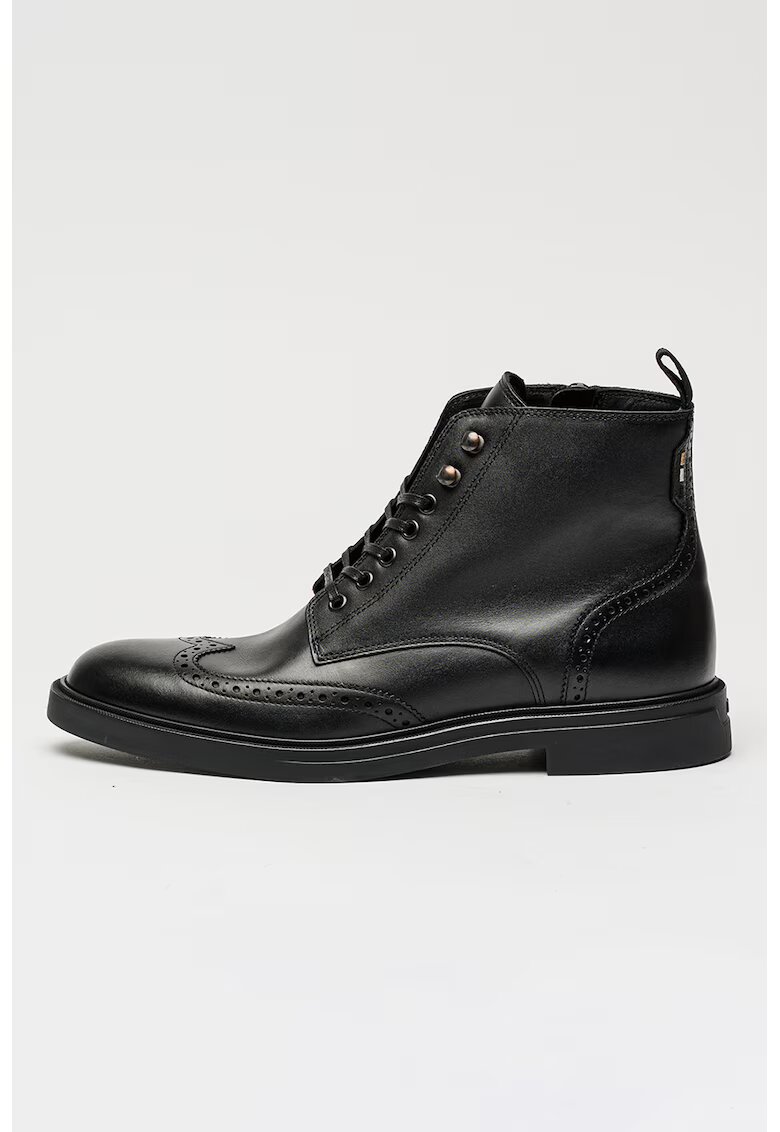 BOSS Ghete de piele cu fermoar lateral Calev - Negru