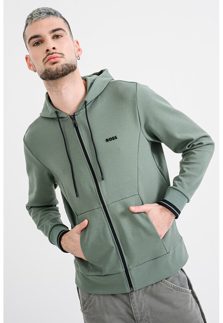 BOSS Hanorac cu fermoar Zone - Verde feriga