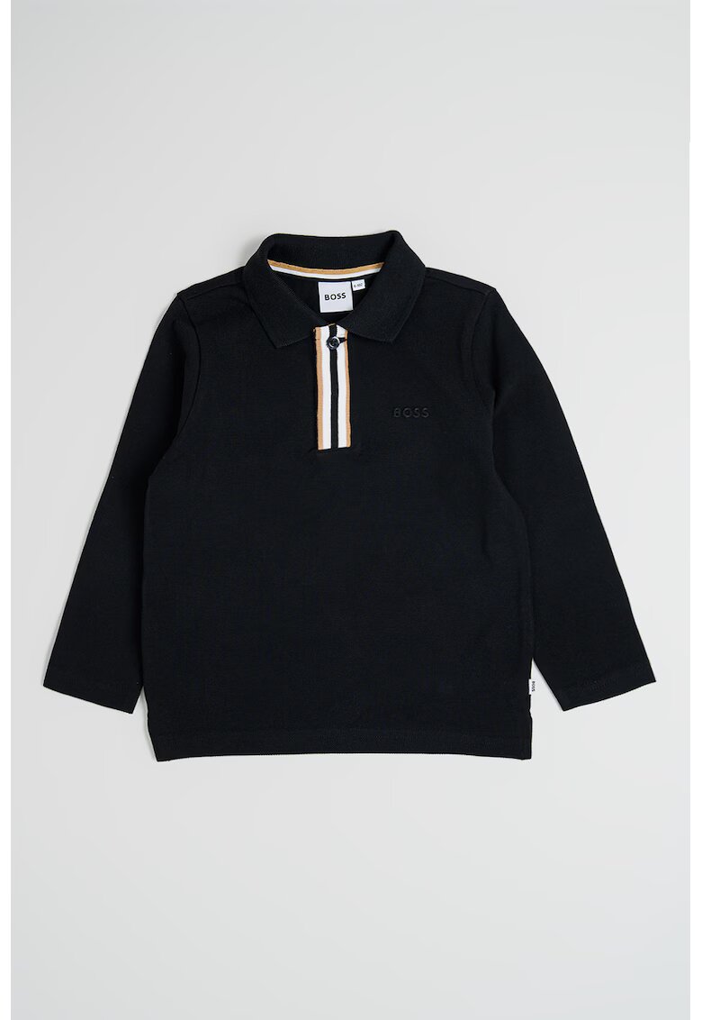 BOSS Kidswear Bluza polo de bumbac - Negru