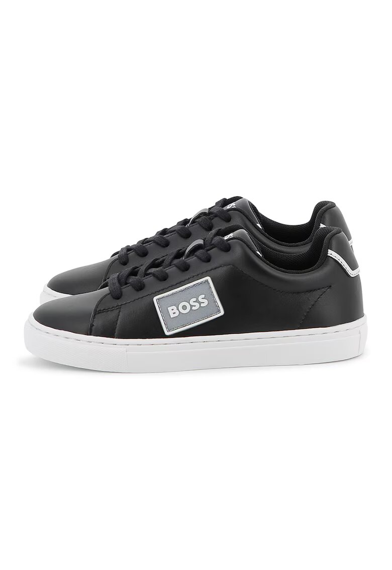 BOSS Kidswear Pantofi sport flatform din piele cu aplicatie logo - Negru