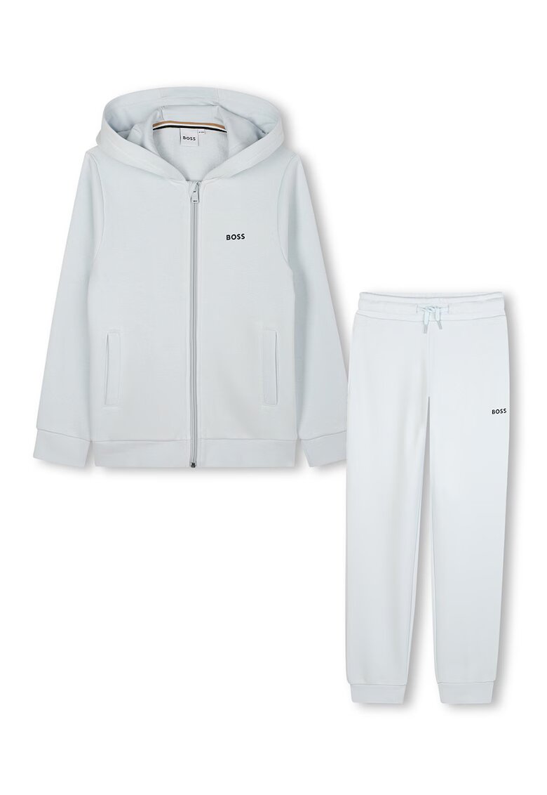 BOSS Kidswear Trening cu detalii logo si fermoar - Albastru glaciar