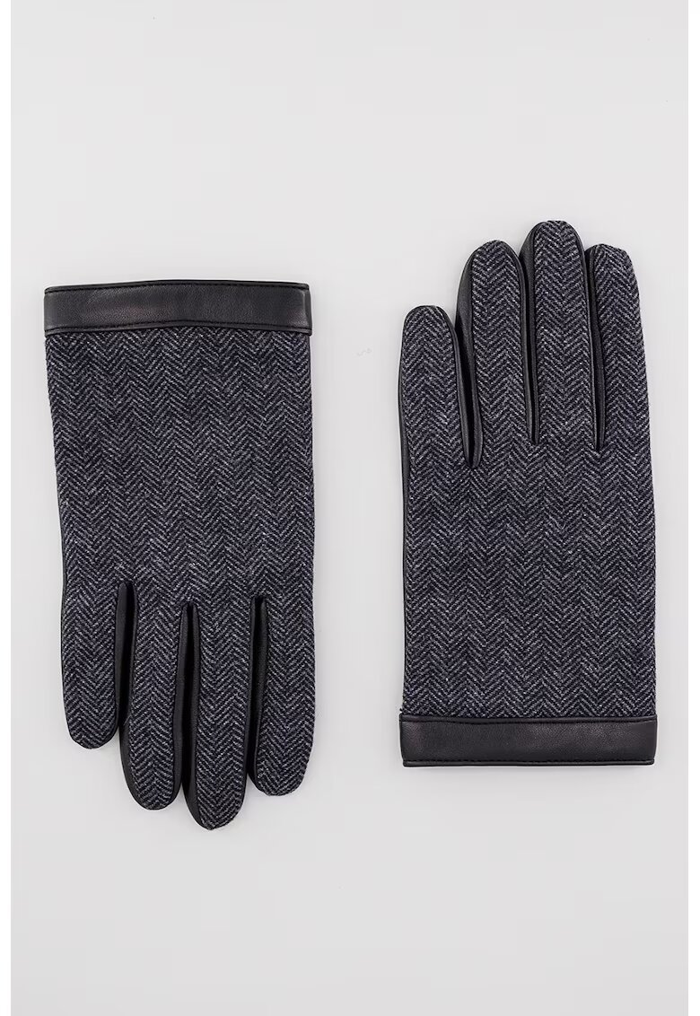 BOSS Manusi de piele cu capse - Negru/Gri inchis