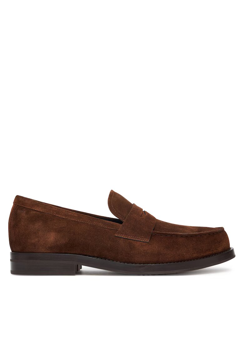 BOSS Mocasini barbati Dressletic - piele naturala - maro inchis
