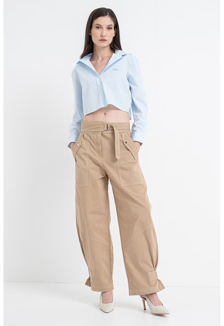 BOSS Pantaloni baggy cu buzunare supradimensionate - Maro nisip