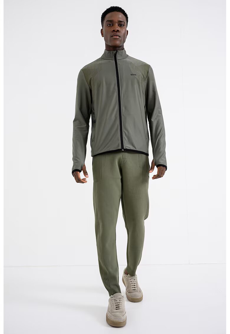 BOSS Pantaloni de trening cu buzunare cu fermoar - Verde sparanghel