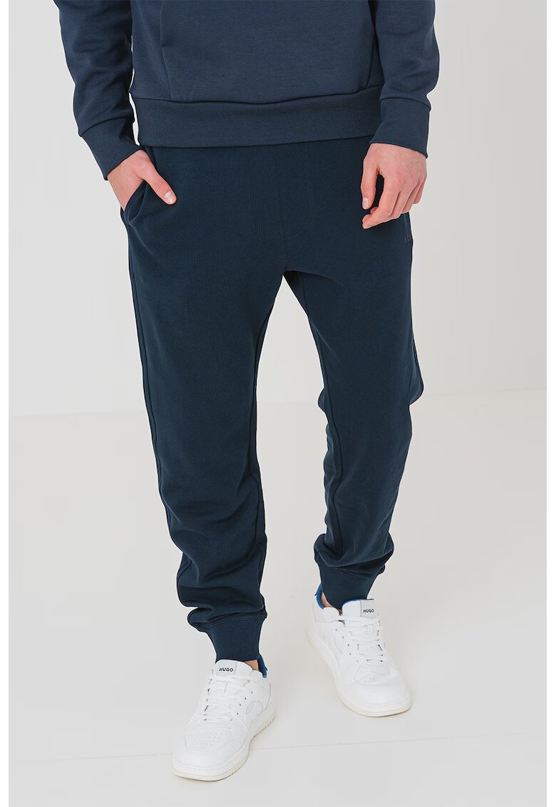 BOSS Pantaloni de trening cu croiala conica si snur de ajustare - Bleumarin