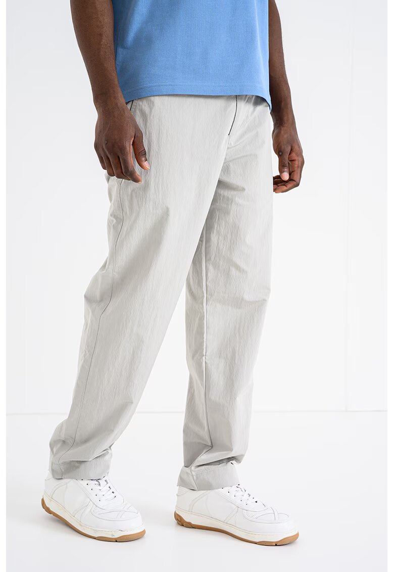 BOSS Pantaloni drepti cu o curea in talie - Bej