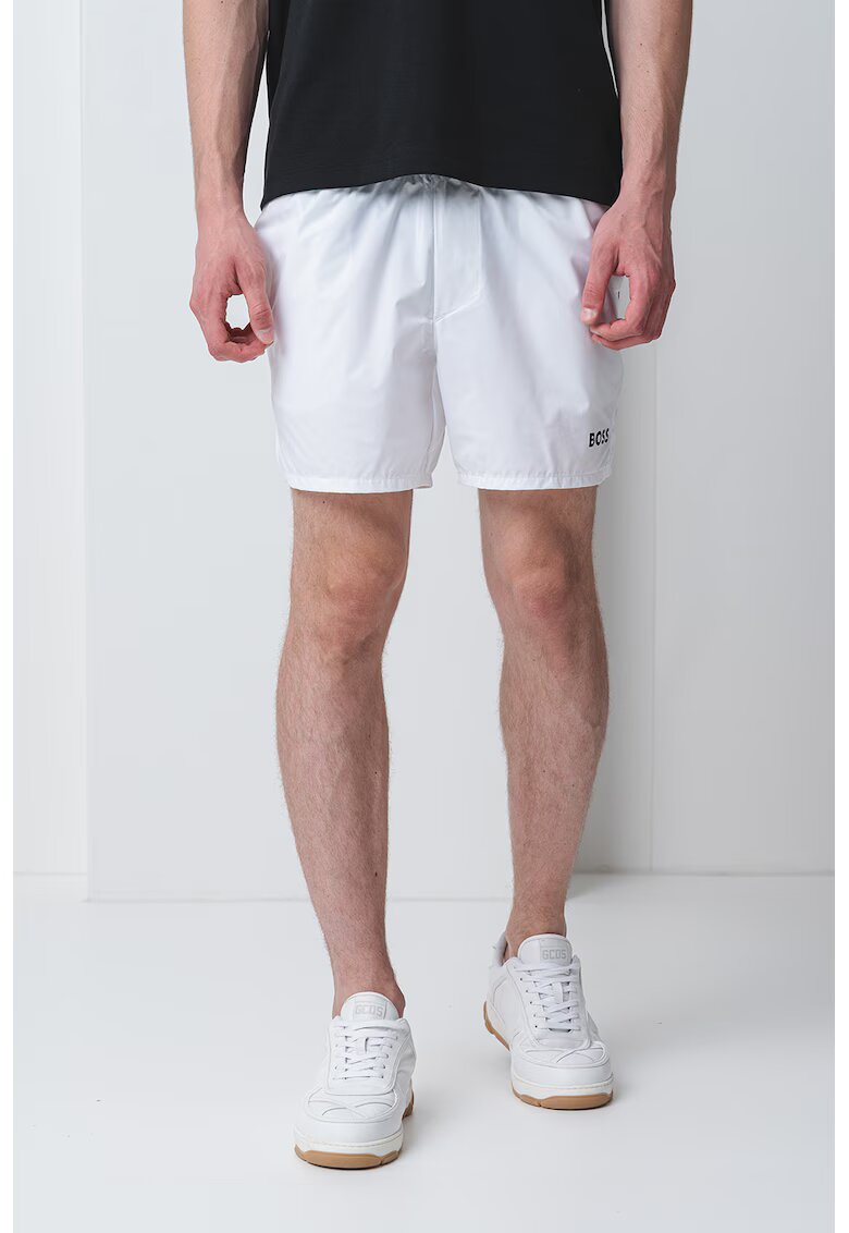 BOSS Pantaloni scurti uni cu buzunare oblice - Alb