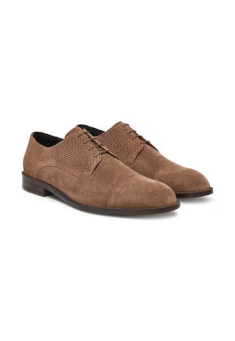 BOSS Pantofi barbatesti - piele naturala - bej - inchidere cu sireturi - branturi detasabile
