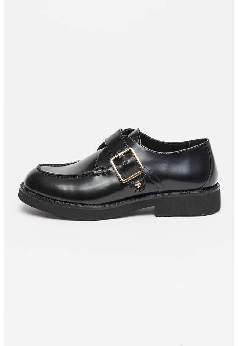 BOSS Pantofi loafer din piele cu barete cu catarama Eleri - Negru