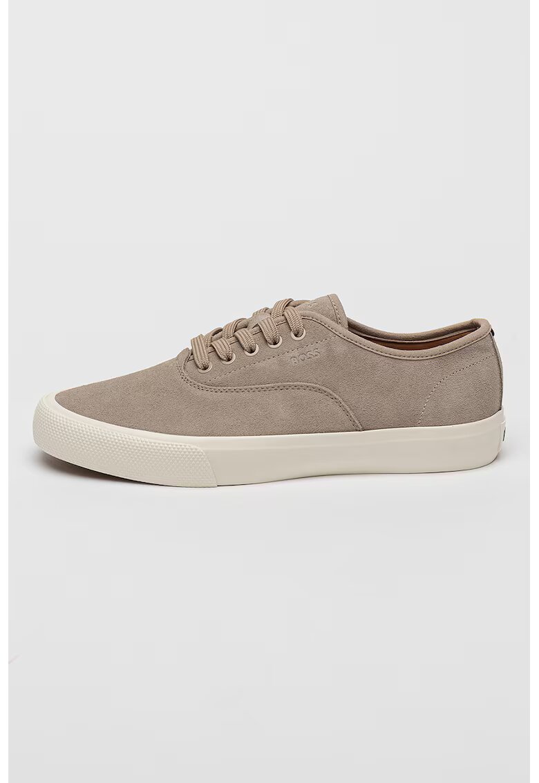 BOSS Pantofi sport de piele intoarsa cu sireturi - Bej deschis