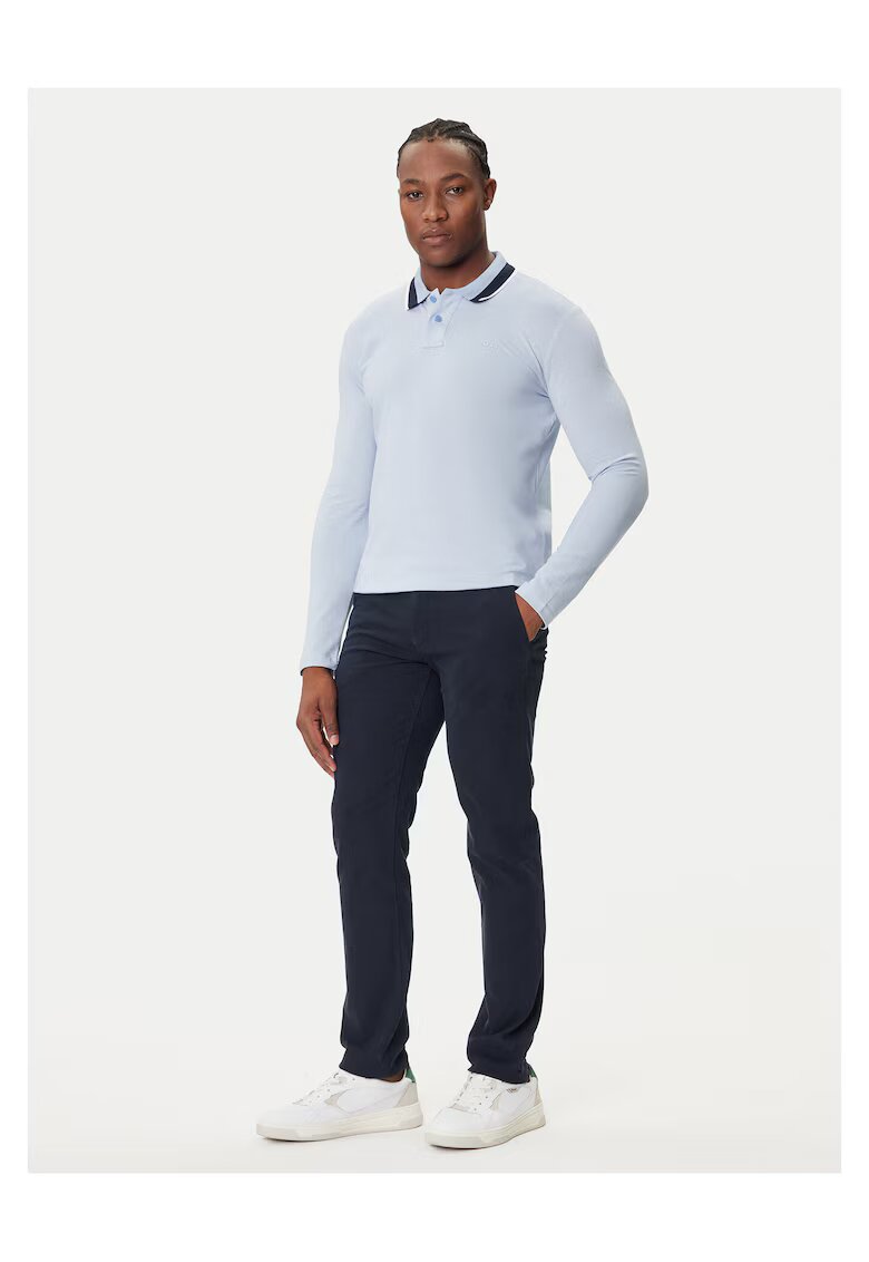 BOSS Polo barbati albastru deschis - bumbac