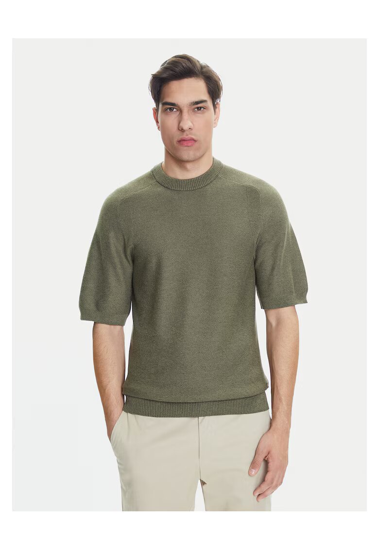 BOSS Pulover barbati verde - cu maneca scurta