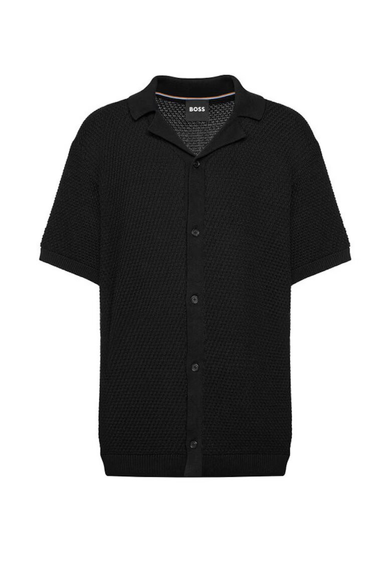 BOSS Pulover cu maneca scurta negru