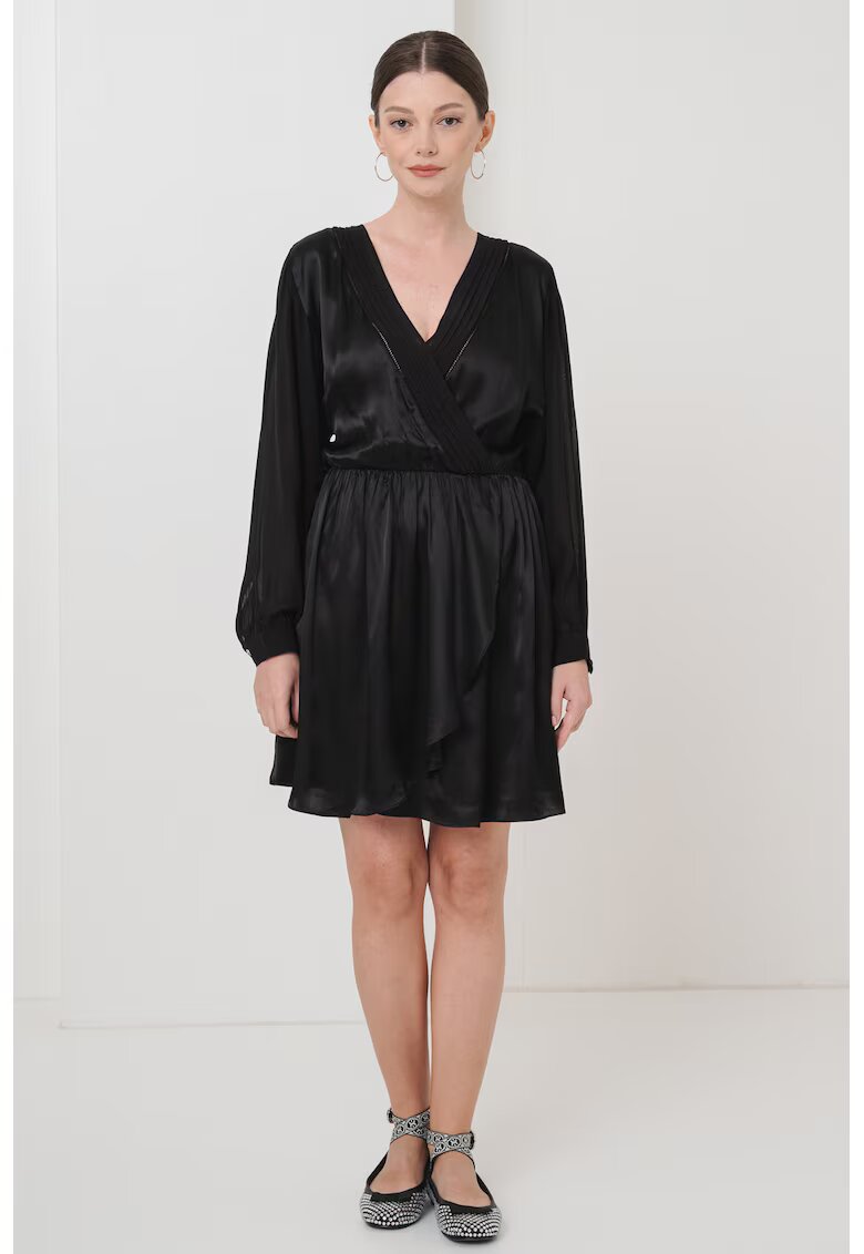 BOSS Rochie din amestec de modal cu croiala in A si aspect satinat - Negru
