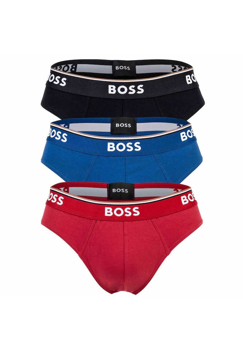 BOSS Set de chiloti cu banda logo in talie - 3 perechi - Rosu/Negru/Albastru