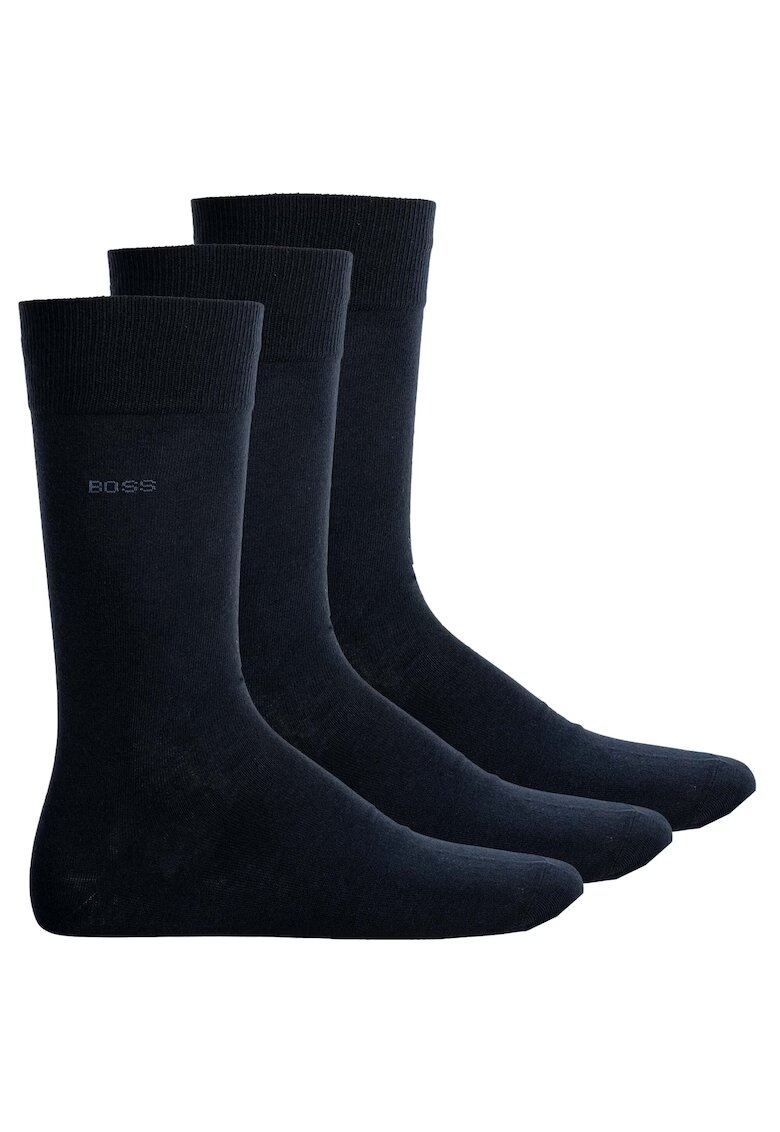 BOSS Set de sosete lungi cu logo - 3 perechi - Albastru inchis