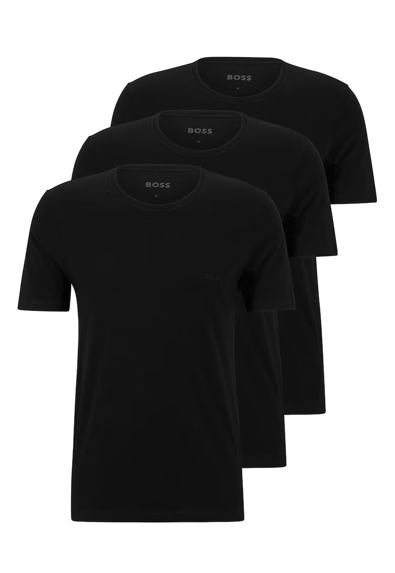 BOSS Set de tricouri de casa cu detaliu logo - 3 piese - Negru