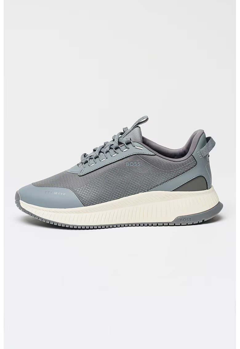 BOSS Tenisi cu talpa wedge si insertii din piele ecologica Gore-Tex - Gri cenusiu