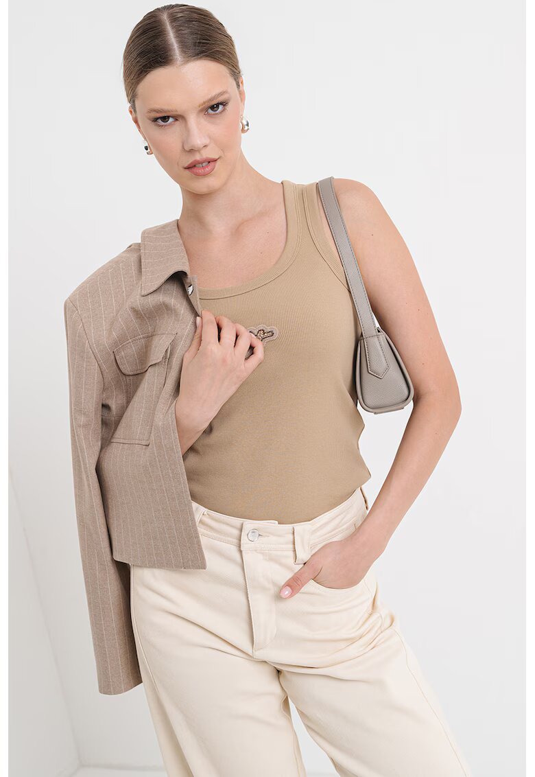 BOSS Top cu logo Ematite - Bej inchis