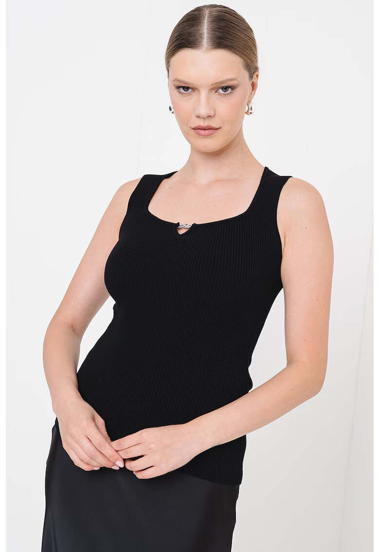 BOSS Top din tricot cu striatii Fiura - Negru