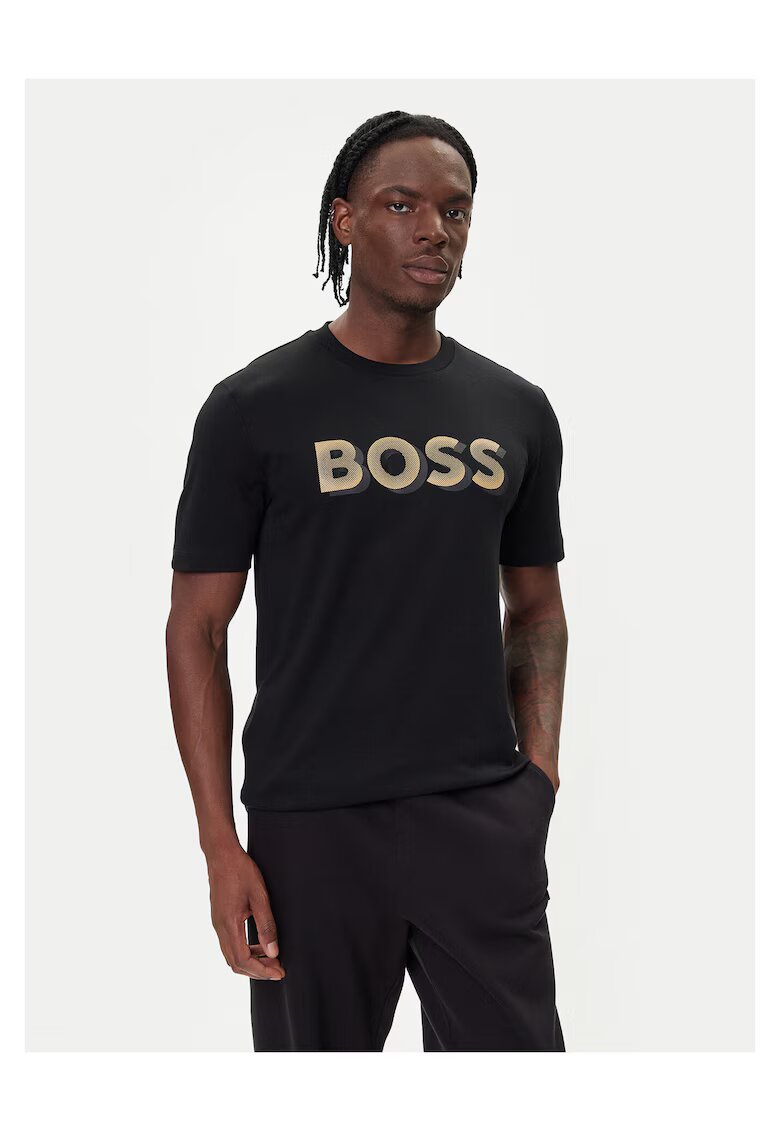 BOSS Tricou barbat bumbac - culoare neagra