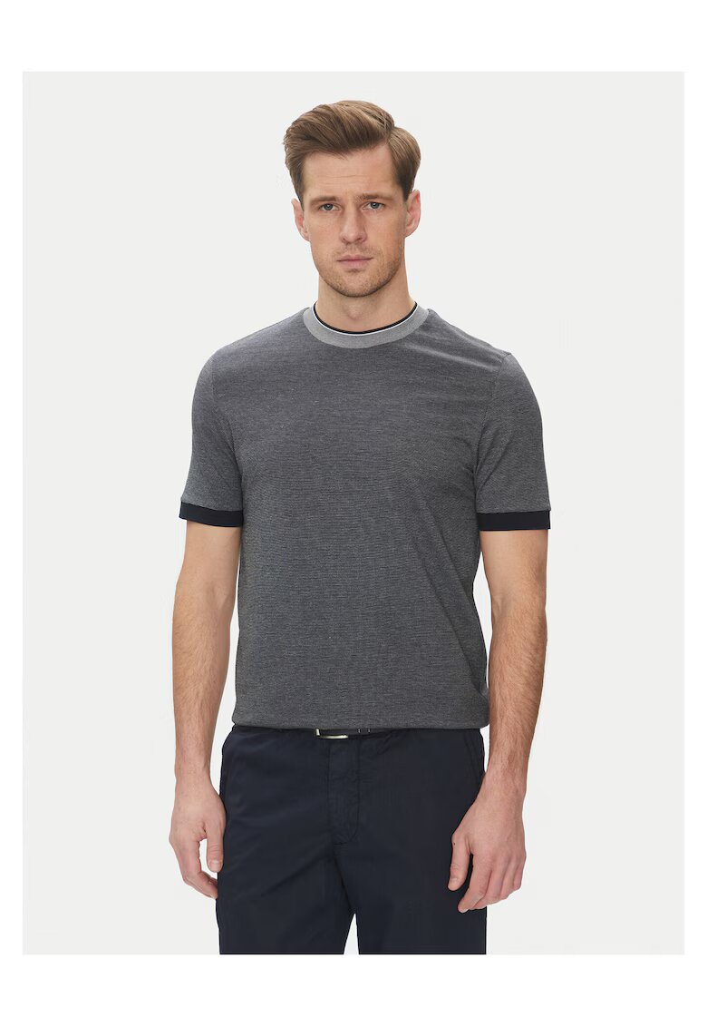 BOSS Tricou barbat gri/bleumarin - bumbac