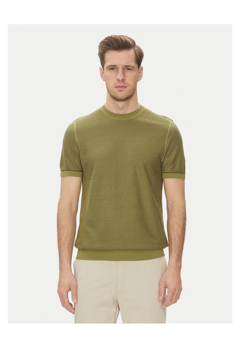 BOSS Tricou barbat verde - din material bumbac