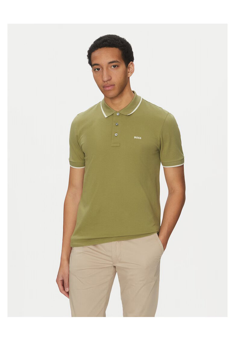 BOSS Tricou barbatesc verde - bumbac