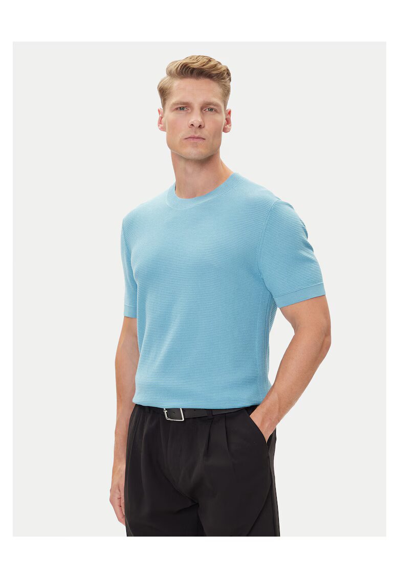 BOSS Tricou barbati albastru deschis - din bumbac 100%