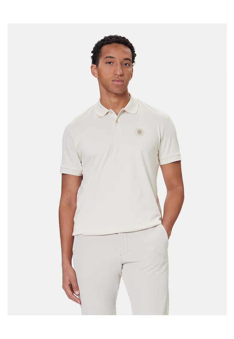 BOSS Tricou barbati ecru - bumbac