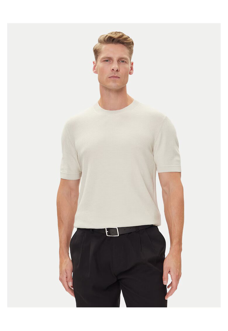 BOSS Tricou barbati ecru - din bumbac 100%
