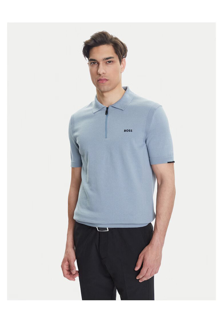 BOSS Tricou barbati gri - din bumbac