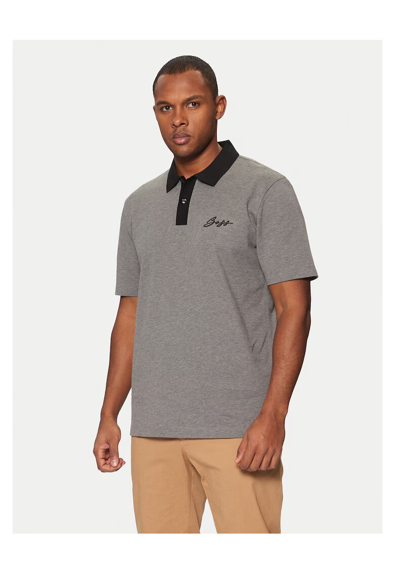 BOSS Tricou barbati - gri - din material bumbac