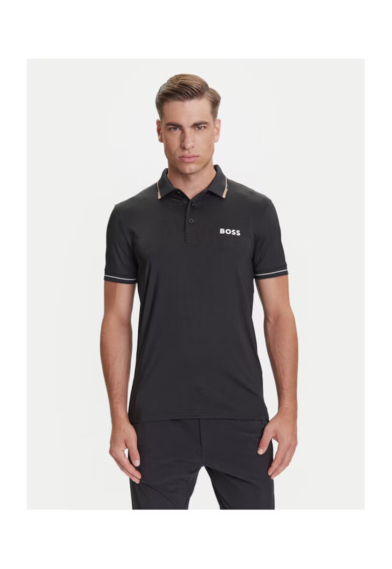 BOSS Tricou barbati negru - model polo - bumbac