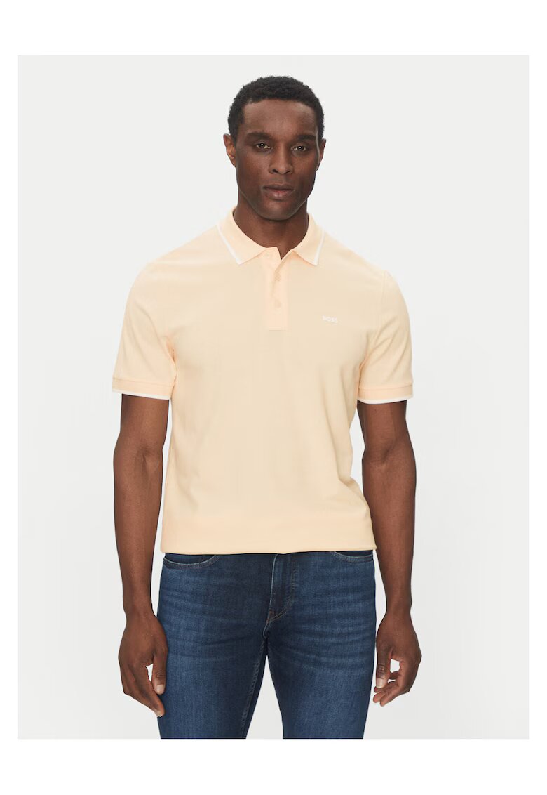 BOSS Tricou barbati portocaliu - bumbac