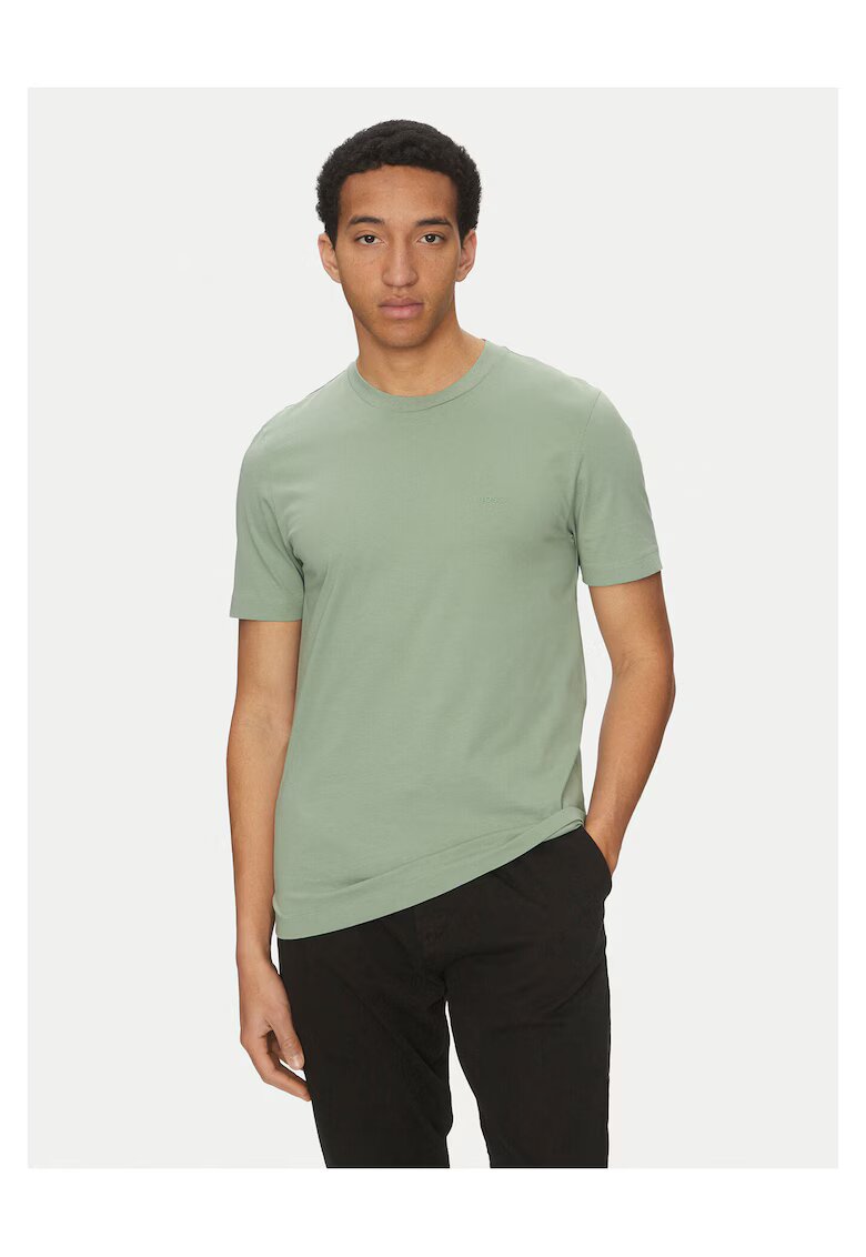 BOSS Tricou barbati verde menta - bumbac