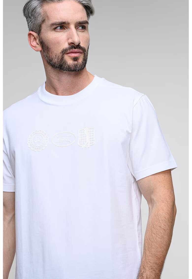 BOSS Tricou cu decolteu rotund - Alb optic