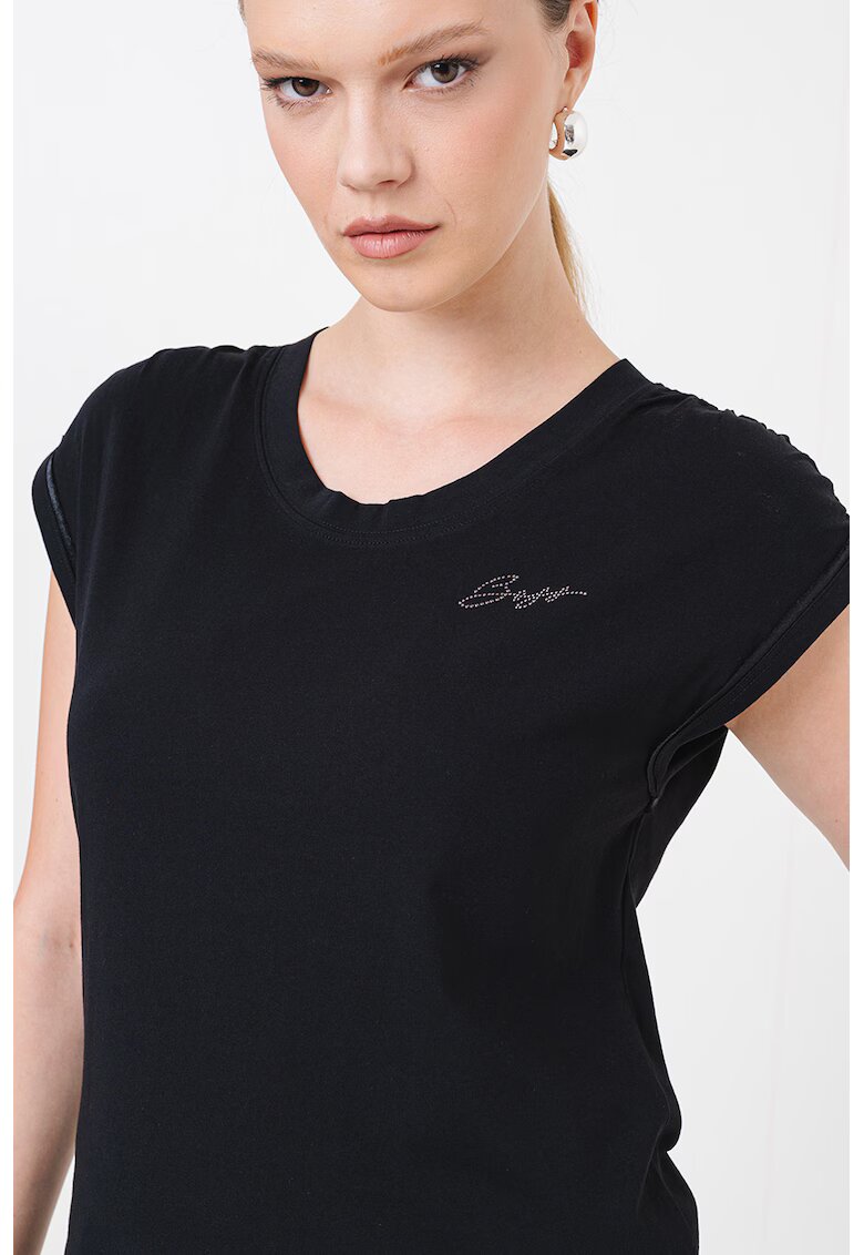 BOSS Tricou cu decolteu rotund Elai - Negru